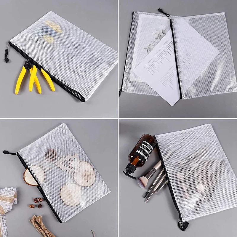 

40Pcs Mesh Zipper Pouch Document Bag,Waterproof Zip File Folders,A4 Size,For School Office Supplies,Travel Storage