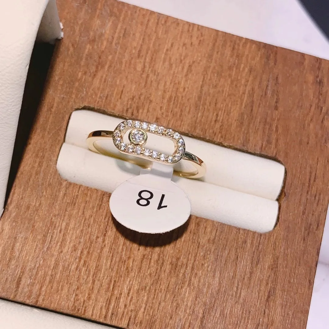 

925 sterling silver inlaid crystal diamond activity bead temperament couple Fine famous brand jewelry wholesale messika ring