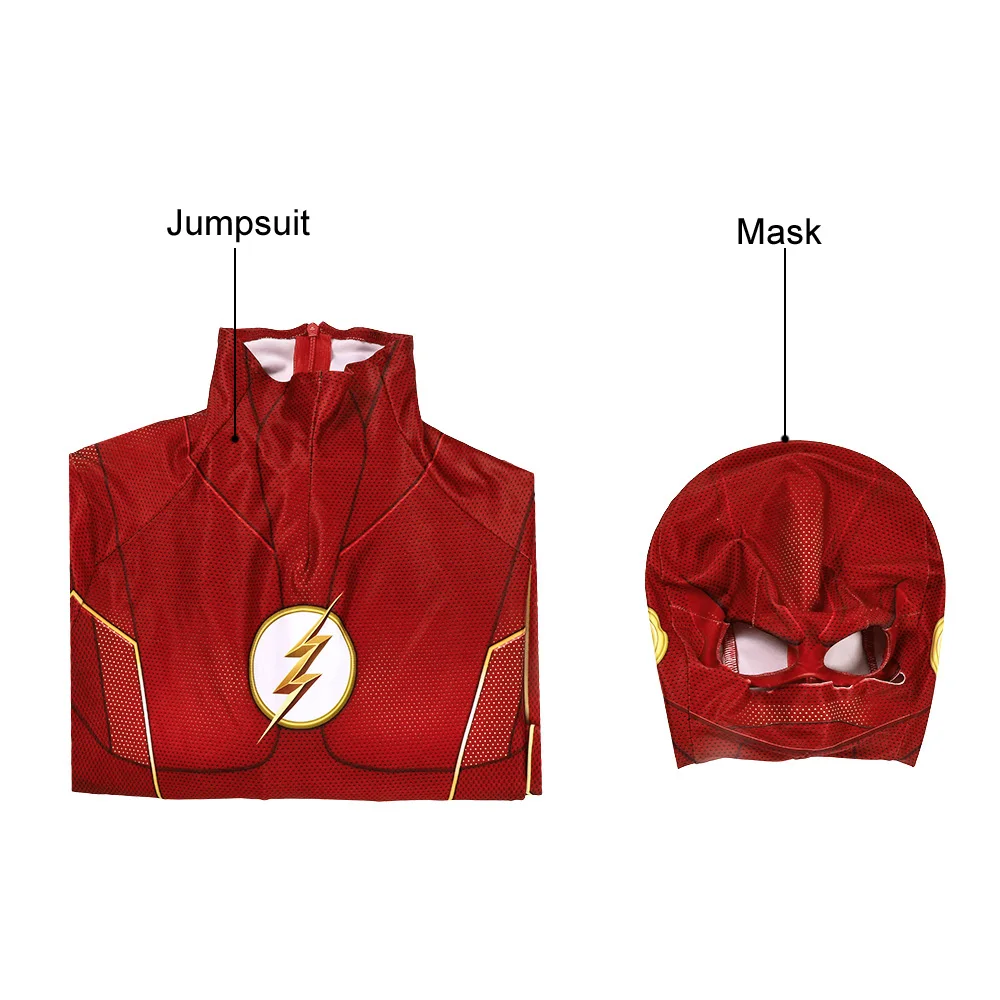 

Adult Superhero The Flash Season 6 Barry Allen Battle Jumpsuit Cosplay Costume Halloween Masquerade Party Bodysuit