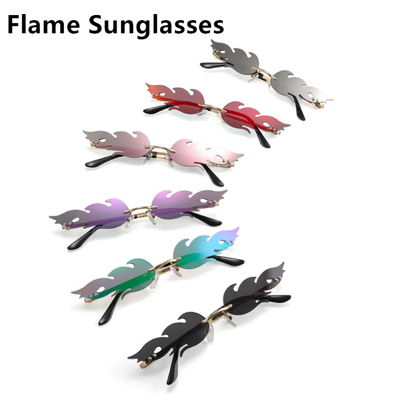 Женские солнцезащитные очки без оправы винтажные зеркальные с металлическими