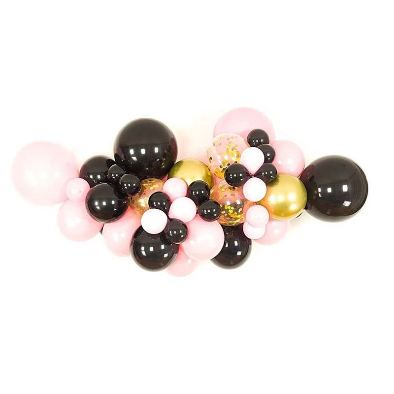 56 шт. белого золота конфетти черный розовый металлические шары Арка комплект