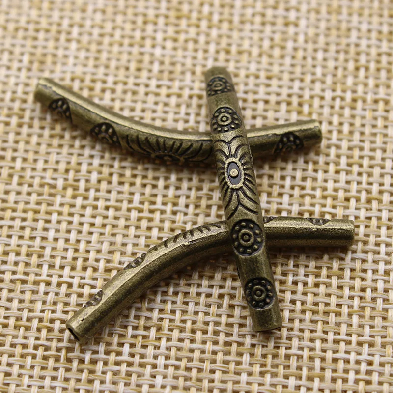 antique bronze 10 шт. 35*4 мм бронза золото тибетский серебряный изогнутые трубчатые спейсеры бусины для изготовления ювелирных изделий ожерелье браслет DIY ручной работы - Цвет: antique bronze