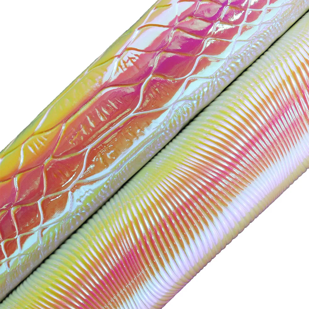 Рулон 30x134 см переливающаяся голографическая ткань розового цвета искусственная