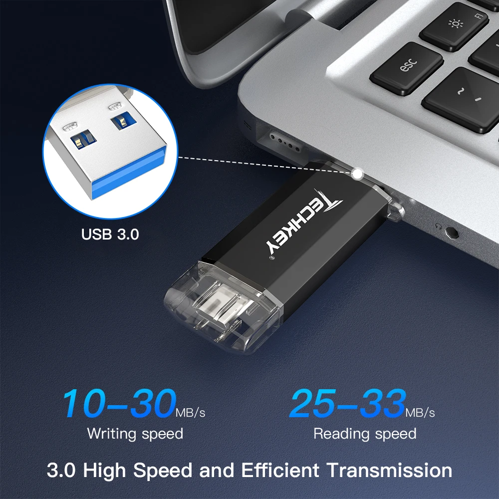 TECHKEY USB 3 0 type-C 1 usb флеш-накопитель 64 Гб металлический пользовательский 32 флешка 16