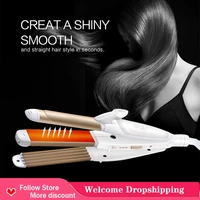 professional hair straightening corrugated curling iron flat iron hair care 3 in 1 straightener salon hair styling tool