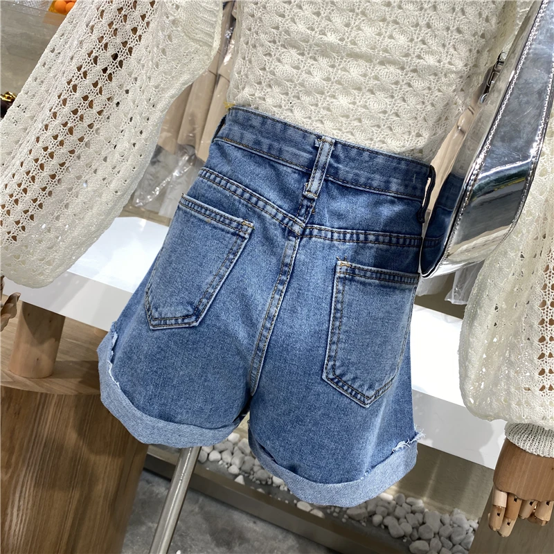 

Niche Design 2021 Straight Edge High Waist Jeans Shorts Loose Thin Wide-legged Pants