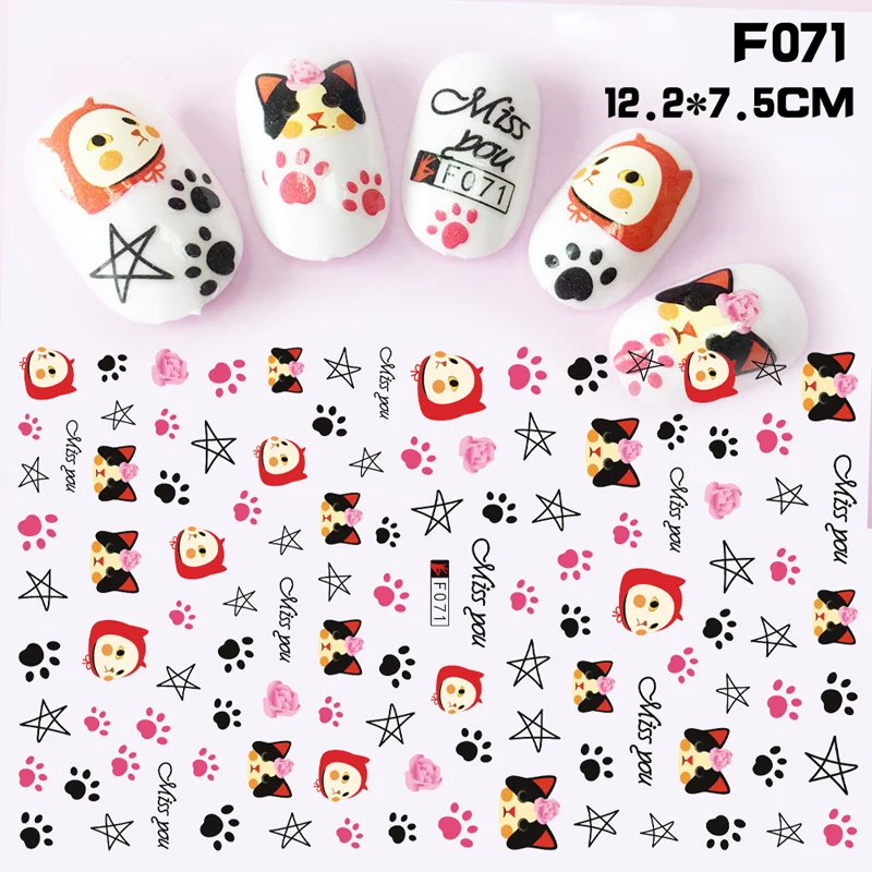 

Colorful Feather Love Smiley Sliders for nails Penguin Cartoon Self Adhesive Nail Stickers Balloon Nail Supplies Decal