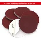 Самоклеящиеся шлифовальные диски, 5 дюймов, 125 мм, красная наждачная бумага из оксида алюминия, круглые подложки на клеевой основе, зернистость 60-2000