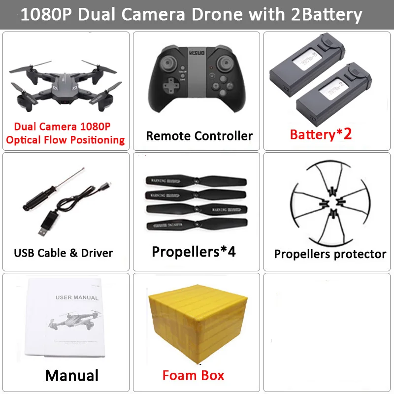 Set2 1080P 2BAT FB Visuo XS816 RC Drone с 50-кратным зумом WiFi FPV 1080P или 4K Двойная камера Drone Оптический расход Quadcopter Складная Селфи Дрон Вертолет VS SG106 - Цвет: Set2 1080P 2BAT FB