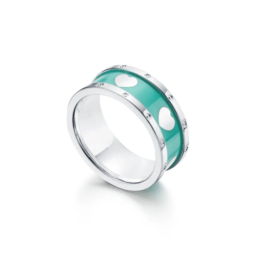 

Narrow classic silver enamel heart-shaped ring