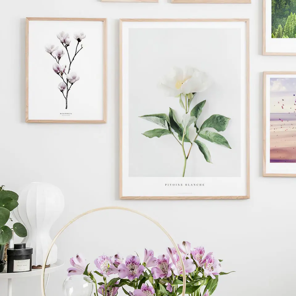 Скандинавские цветы плакат пейзаж настенная живопись природа холст