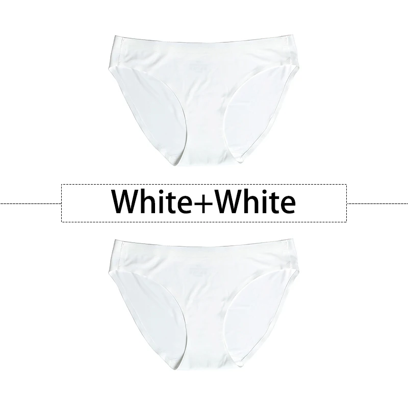 White-White 2 шт./партия, открытый Шелковый бесшовный трусики для женщин, нижнее белье сексуальные плавки, цельное нижнее белье с открытой спиной и низкой посадкой, женское XS-L, большие размеры США - Цвет: White-White