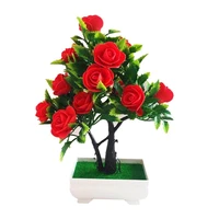artificial flower plant rose potted bonsai office garden desktop ornament decor artificial rose