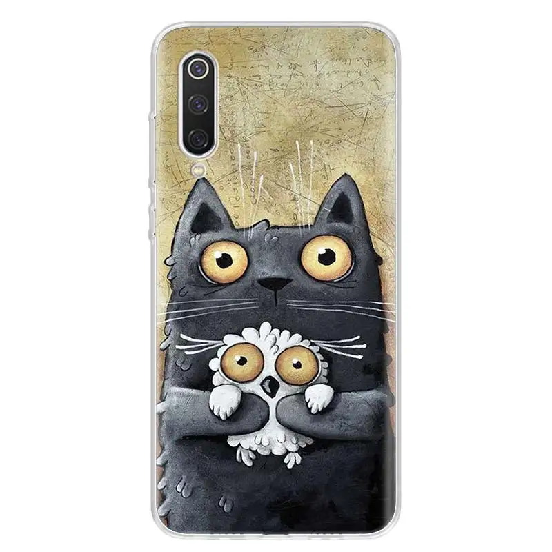 Cute Animal Cat Coffee Phone Case For Xiaomi Redmi 9 9T 9C 9A 8A 8 7A 7 6A 6 10X 10C 10A 10 Prime S2 K40 K30 K20 Pro Capa Coque