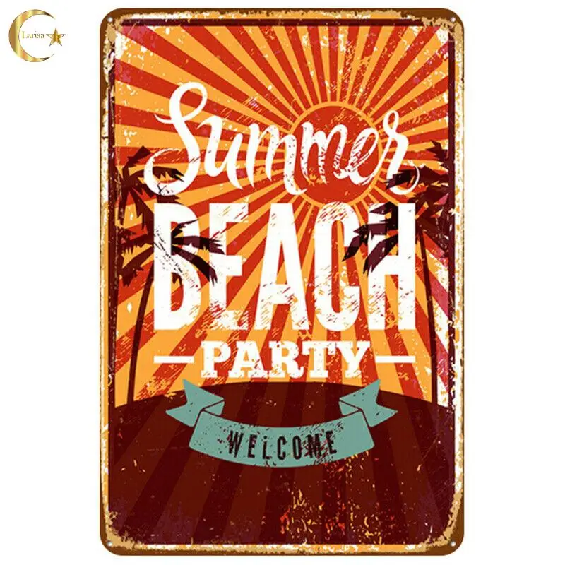 

Beach Tin Sign Plaque Metal Vintage Summer Metal Wall Sign Beach Decor for Beach Bar Beach House Seaside Decorative Plate