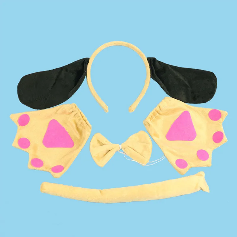 Повязка на голову с ушками животных собаки галстук бабочка хвост перчатки