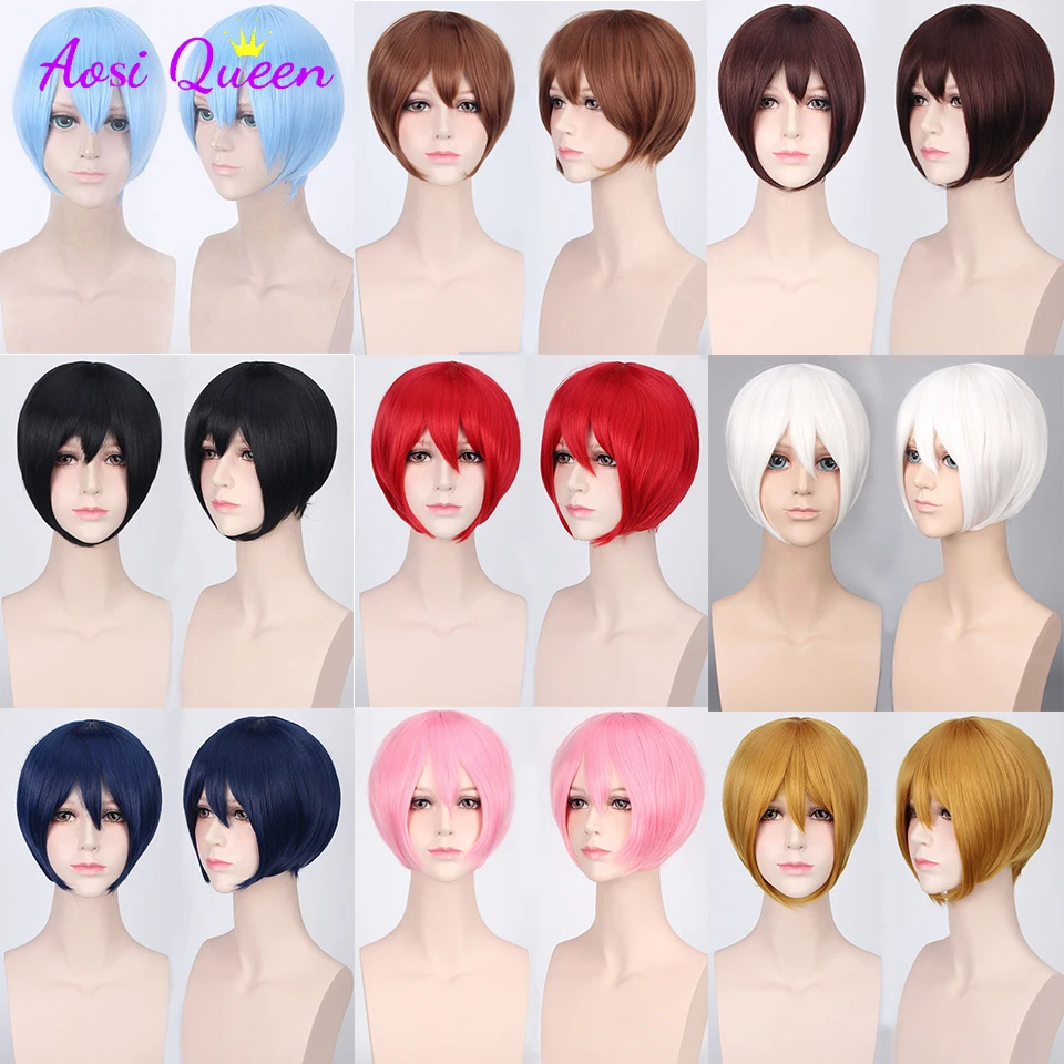 Perruque courte noire rouge rose faux résistants для теплоты mulet Type poisson |