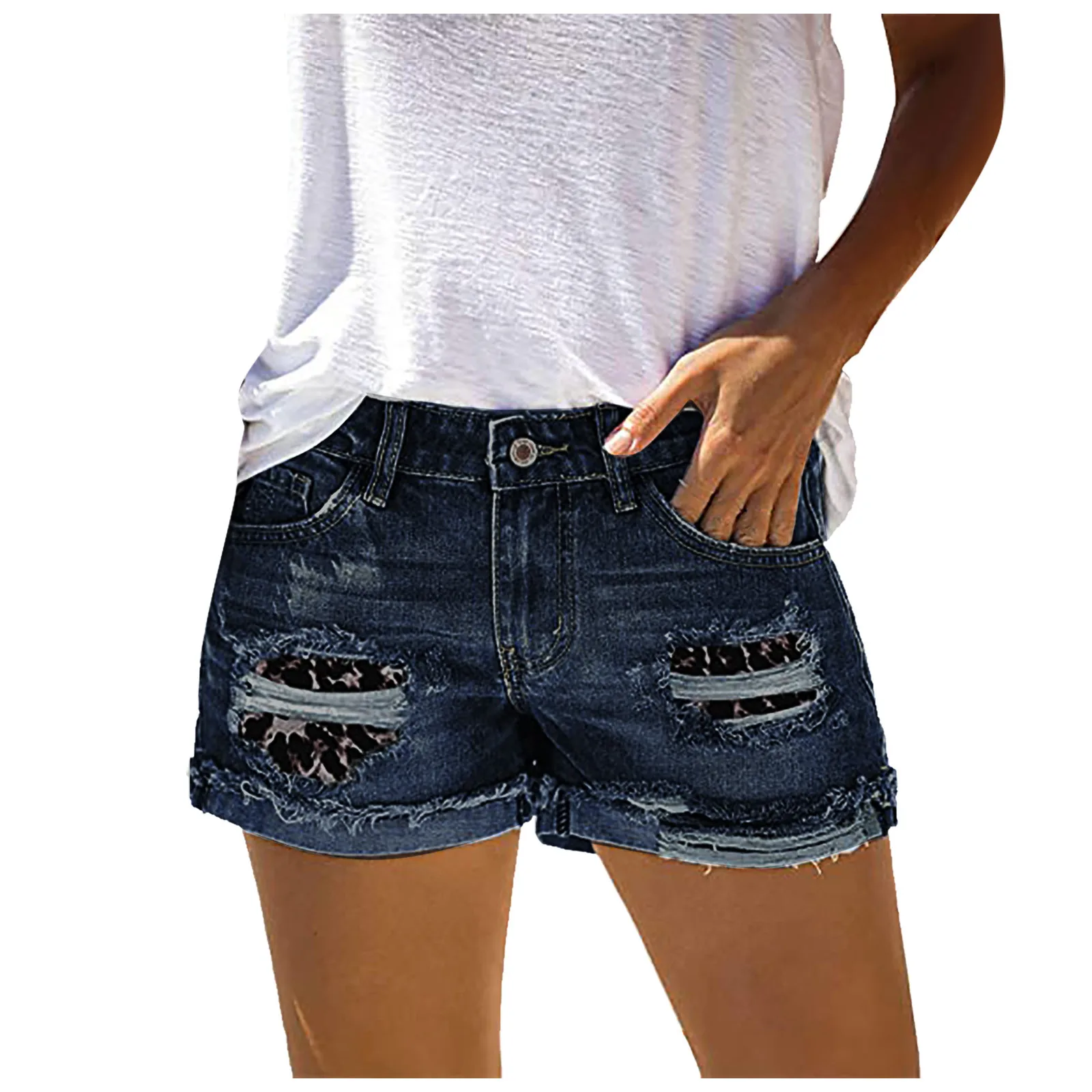 

Women's Fashion Pocket Jeans Shorts High Waist Hot Short Lady Denim Shorts Female Hole Bottom Casual Shorts Джинсовые Шорты