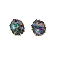 2020 new abalone stone inlay seven claw geometric stud earrings women fashion pearl stud earrings women jewelry wholesale