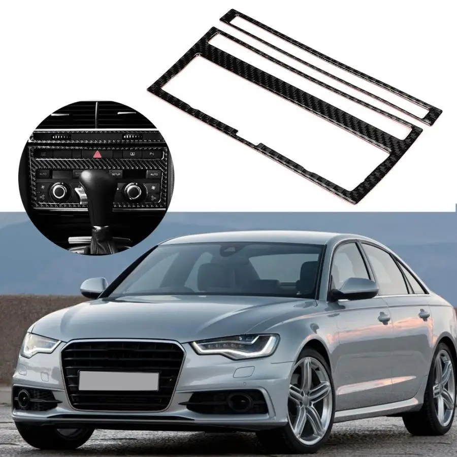 Автомобильная внутренняя кондиционер CD панель наклейка, пригодная для Audi A6 2005 2006 2007 2008 2009 2010 2011 углеродное волокно