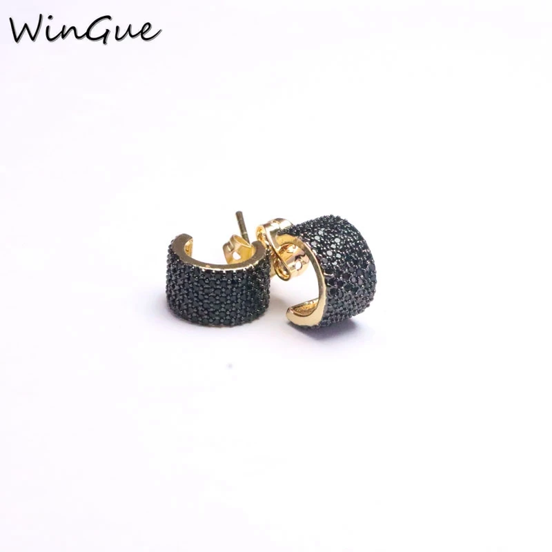 

CZ Micro Pave Gold Color Stud-Earrings Fashion Wedding Jewelry Multi-color Zirconia Romantic Brincos for Girls Women Gift