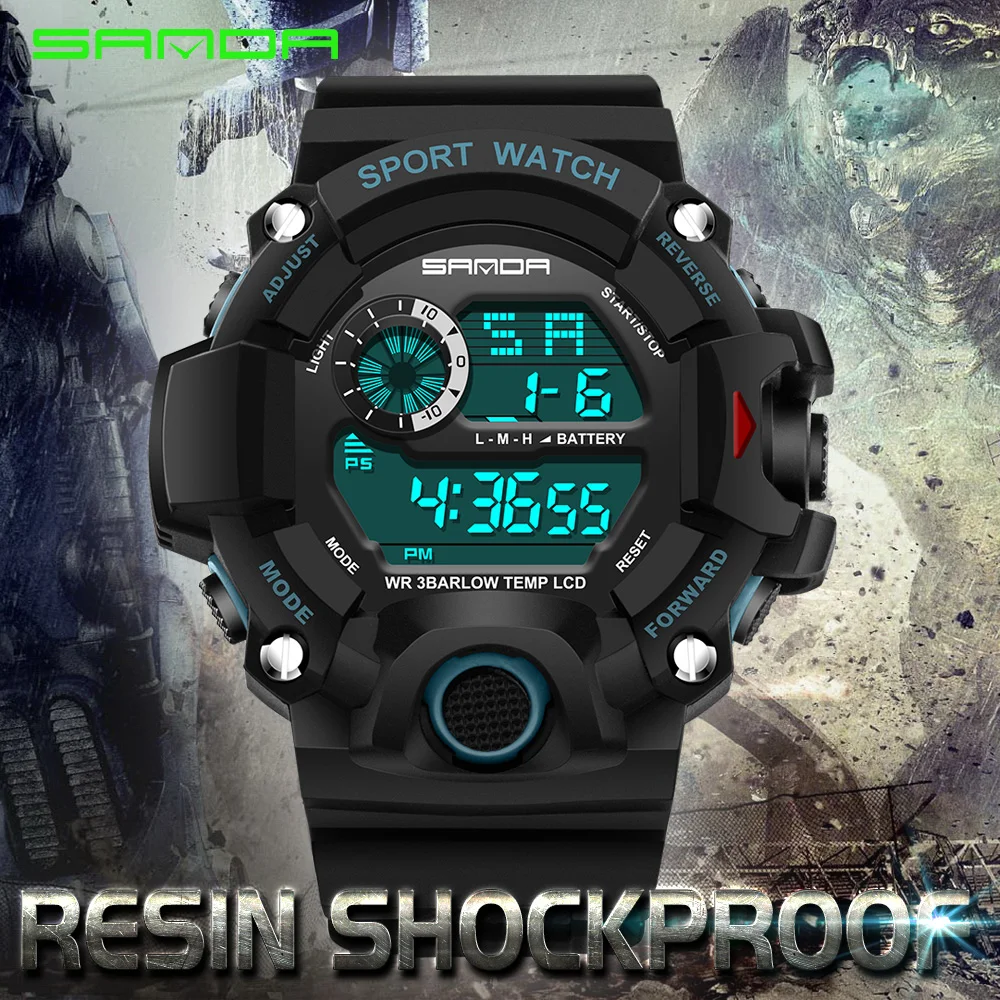 Sanda мужские часы модный спортивный бренд Ретро стиль таймер военный будильник