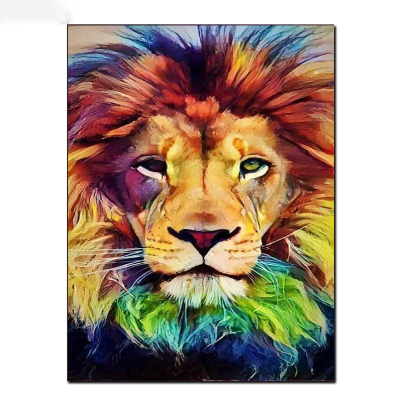 

5D Diy Diamond Painting Cross Stitch Color Lion Animals Full Square Round Diamond Embroidery Home Mosaic Needlework Rhinestones