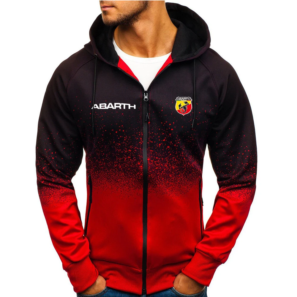 

2021 ABARTH Spring Autumn Men's Comfortable Print Hoodies Zipper jackets Man Sweatshirts Casual Gradient Color Coats
