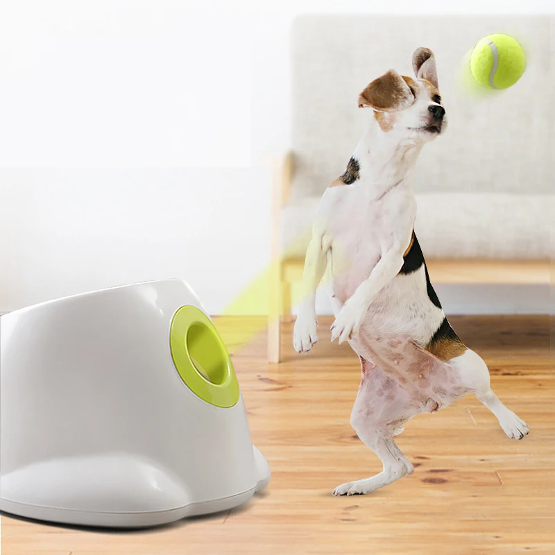 

Dog Pet Toys Tennis Launcher Automatic Throwing Machine Pet Ball Throw Device 3/6/9m Section Emission with 3 Balls Dog Training