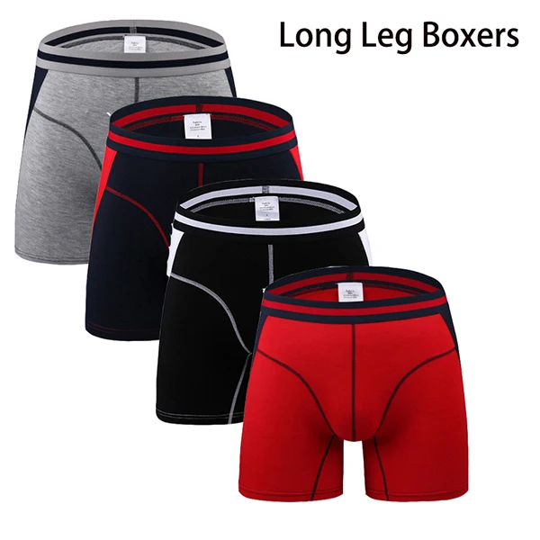 A6 color 4pcs long 4 шт./лот, удобные, длинные, короткие, мужские шорты-боксеры, мужские трусы, u-выпуклые, мужское нижнее белье, Cueca Masculina M, L, XL, 2XL, 3XL - Цвет: A6 color 4pcs long