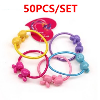 50pcs Style 14 Милые детские волосы для девочек, Бальные повязки на голову с бантиком, эластичная резинка для волос, резинка для конского хвоста, детские головные уборы, аксессуары для волос - Цвет: 50pcs Style 14