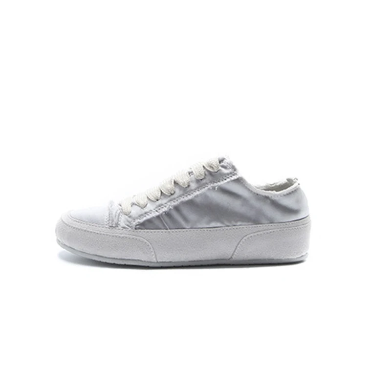 

Real Silk Board Shoes Women Patchwork Flock Cross-tied Muffins Flats Creepers Round Toe Sneakers Women Leisure Small White Shoes