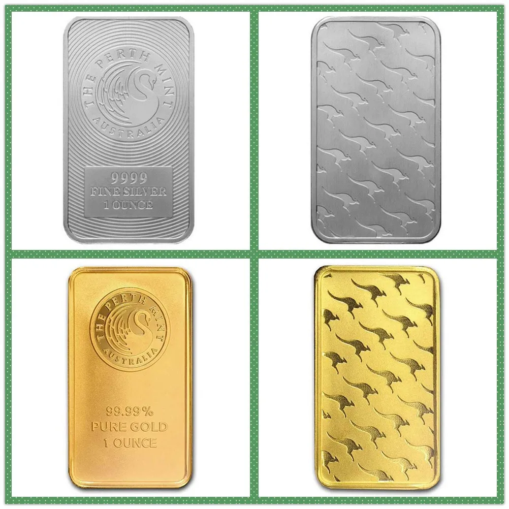 

Australia 1 Oz Kangaroo Silver-Plated Silver Bar Gold Bar Bullion Clad Bar Fine Gold Replica