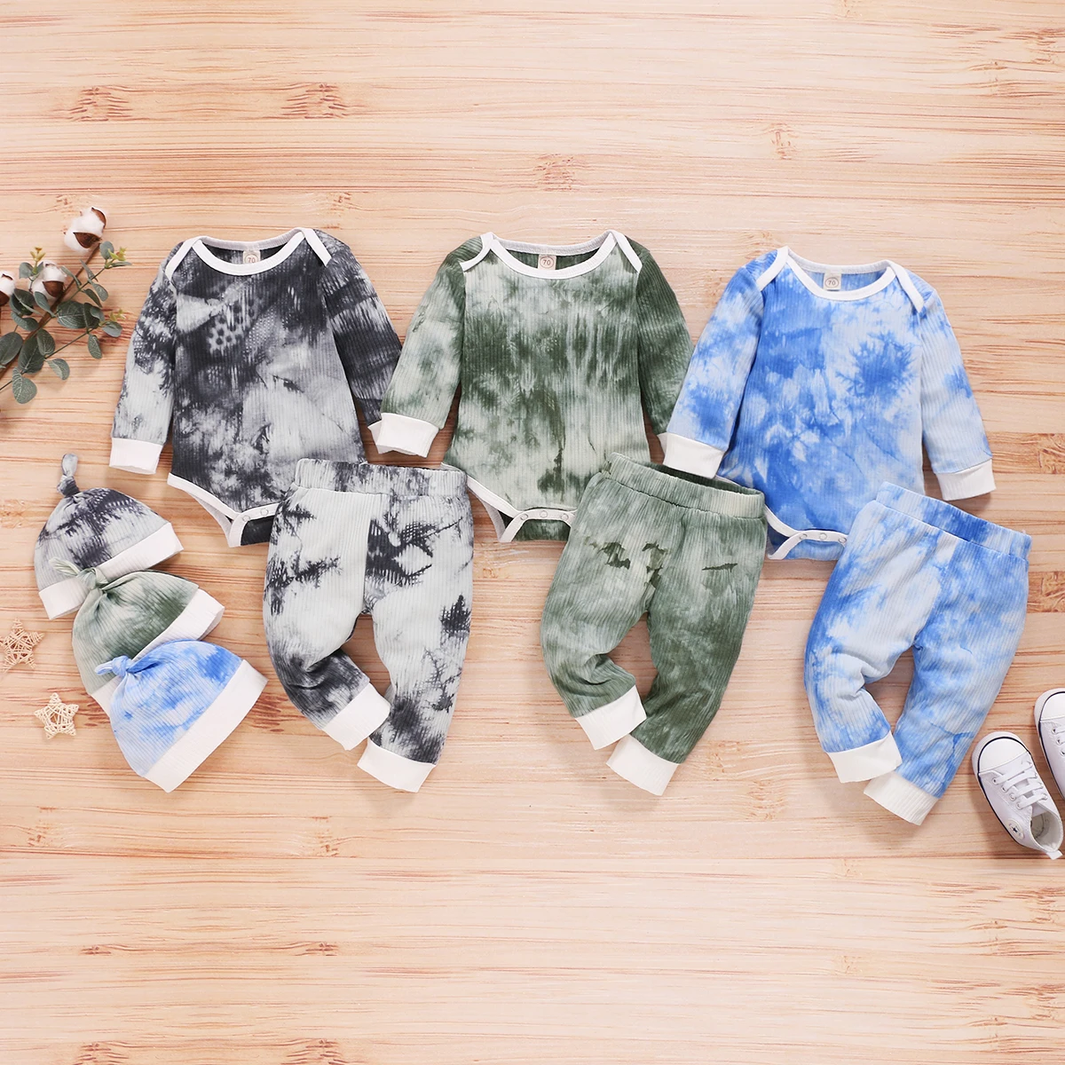 Костюм для новорожденных из 3-х предметов повседневный осенний костюм с длинным