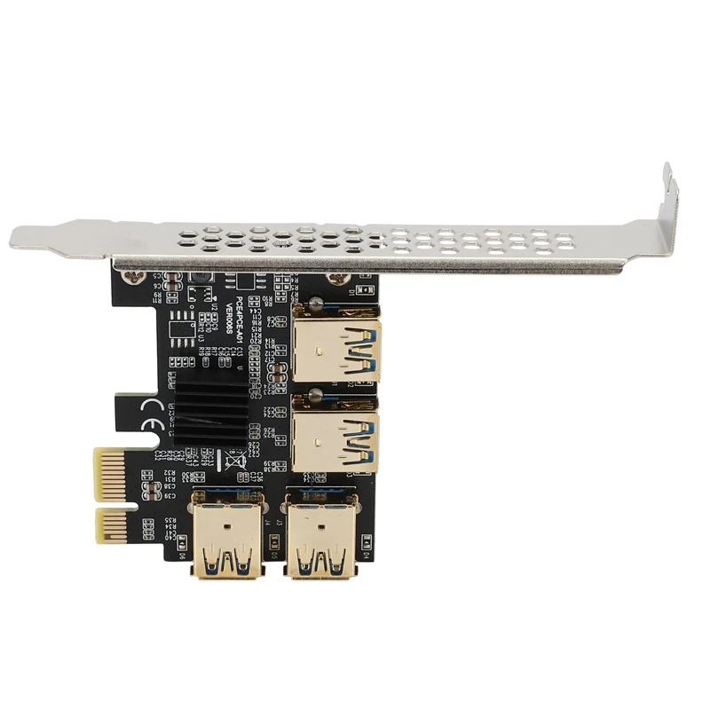 Новинка плата PCIe Райзера с 4 портами переходник PCI-E 1x к USB 3 0 Rabbet GPU Райзер-Райзер