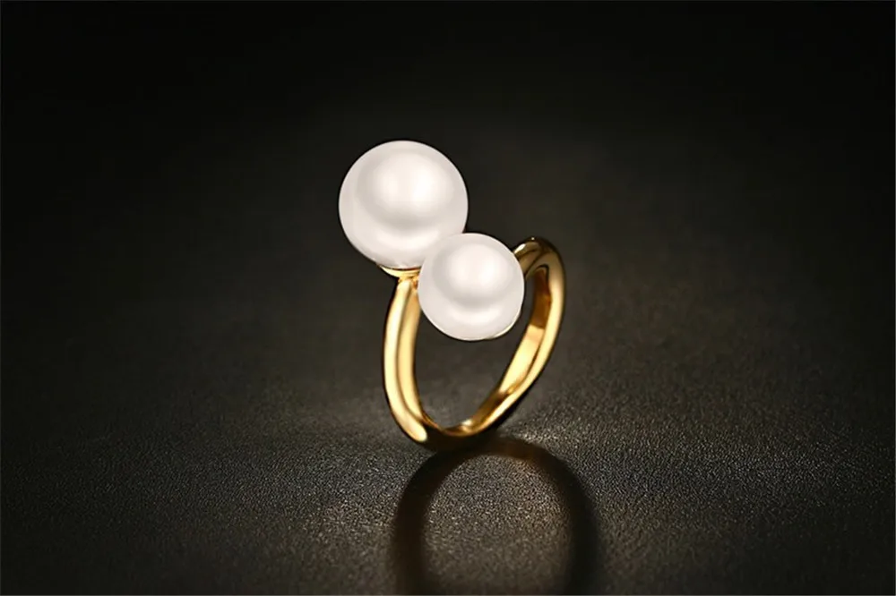 Кольца с жемчугом для женщин ювелирные украшения из желтого золота и титана