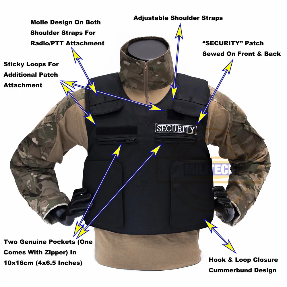 

Militech BK NIJ IIIA 0101.06&NIJ 0115.00 Level 2 Stab Resistant Security Style Twaron Aramid Bulletproof Vest Ballistic Vest