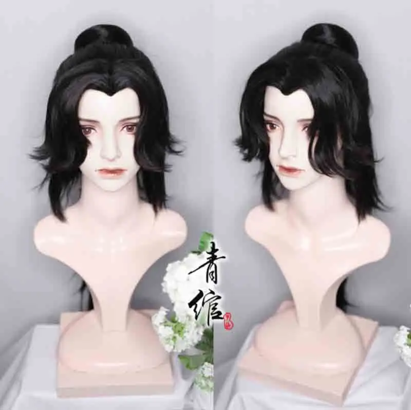 

Hanfu Wigs Men Black Ancient Chinese Hanfu Wigs Headgear Anime Cosplay Accessories Hanfu Black Long Straight Wigs For Men Women