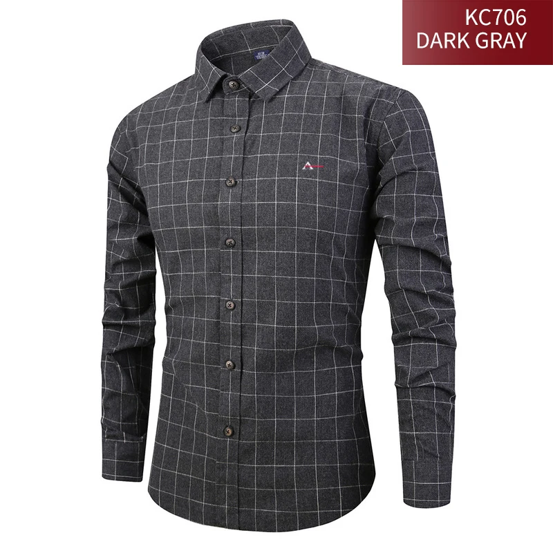 2020 Brand Men's Fall Long Sleeve Striped Formal Shirt Camisa Social Masculina Casual Slim Men's Shirt Striped lattice Top