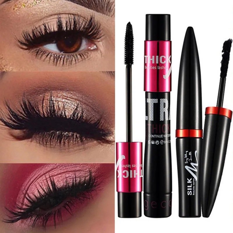 

New 4D Black Mascara Set Eyelashes Waterproof Lengthening Curling Black Mascara For Women Silky Eyelash Extension Cosmetics