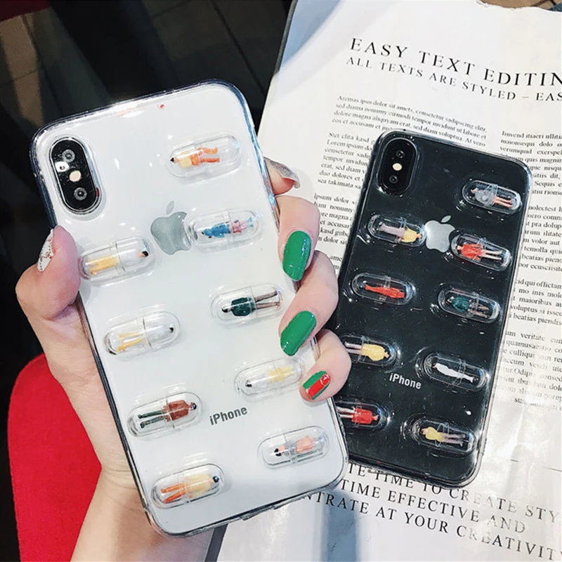 Прозрачный чехол KSTUCNE для телефона с 3D таблетками iPhone XS MAX 8 7 6 6S Plus X мягкий