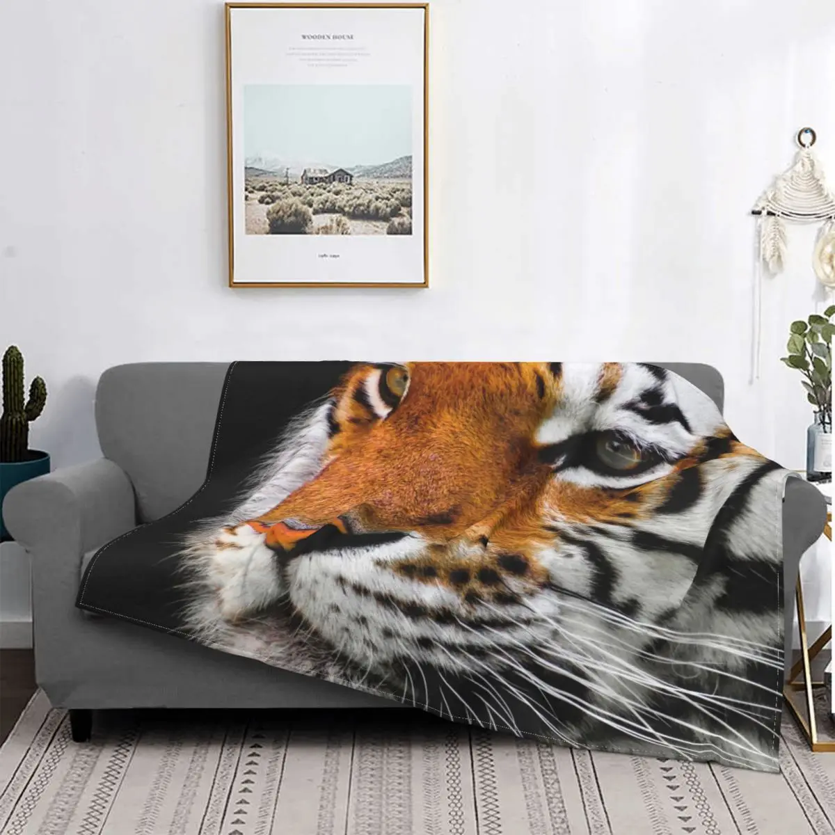 

Bengal Tiger Blanket Fleece Textile Decor Wild Feline Portable Soft Throw Blanket for Sofa Bedroom Quilt