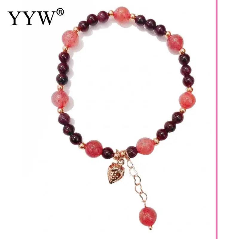 

Natural Garnet Bracelet Strawberry Crystal Bracelet Female White Ins Strawberry Pendant Ins Simple Bracelet Length Approx 19cm