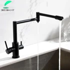 Матовый черный кухонный смеситель SHBSHAIMY с чистой водой, холодной и горячей водой, Современный Смеситель для питьевой воды с фильтром и 3 режимами работы