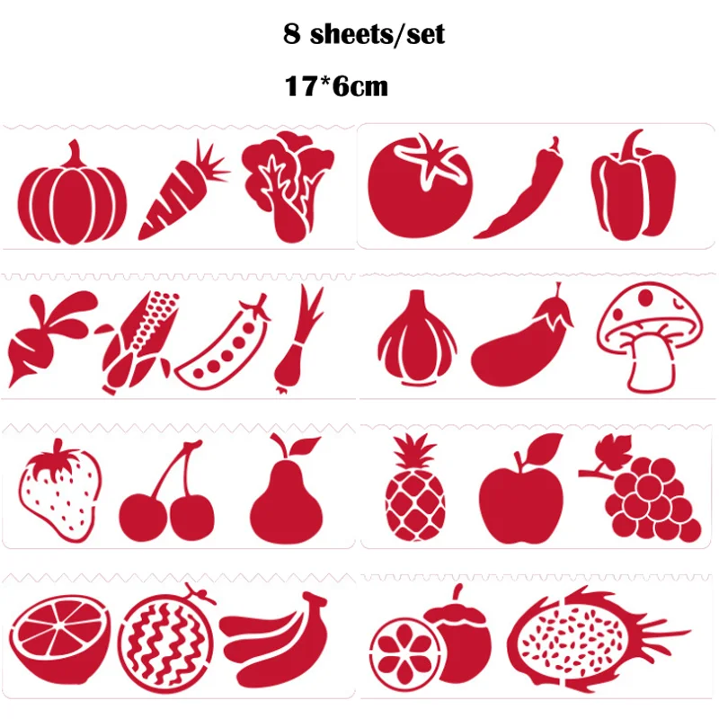 Кабельный тестер кабеля 8 шт. овощей и фруктов Трафареты DIY наслоения Трафареты картина раскраска для скрапбукинга тиснильный альбом декоративная живопись шаблон