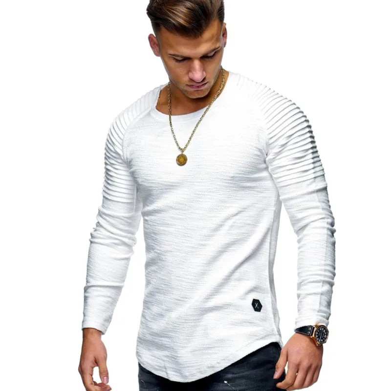 

Nice Male Clothing New Men's Solid Color Turtleneck T Shirts Male Slim Fit Long Sleeve T Shirts Sleeve Folds Tees Tops M-3XL