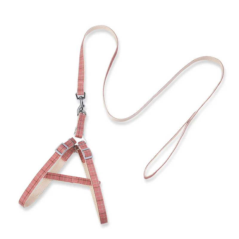 

Pet Leash, Dog Chain, Korean Version of Two-color Lattice, Imitation Nylon Chest and Back Leash