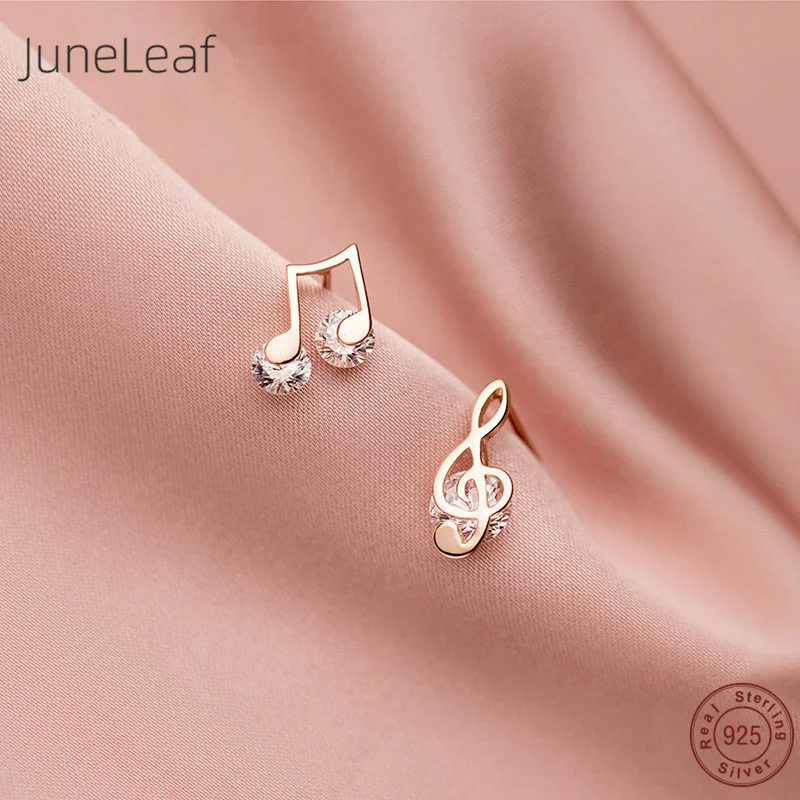 

JuneLeaf Real Genuine 100% 925 Sterling Silver Fashion Korean Pave Zircon Sweet Romantic Stud Earrings for Women Girl Jewelry