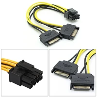20cm dual 15pin sata male to pci e 8pin 6 2 male video card power cable mining card hard disk power cord