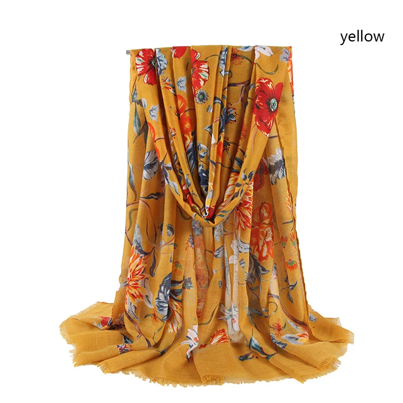 

1PCS NEW Viscose Long muffler Flower printing scarves Solid shalws Muslim hijab Hi-Q ladies wraps Winter scarf Islamic bandana